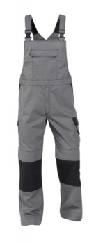 DASSY® WILSON MULTINORM LATZHOSE MIT KNIEPOLSTERTASCHEN bestickt ( grau schwarz )